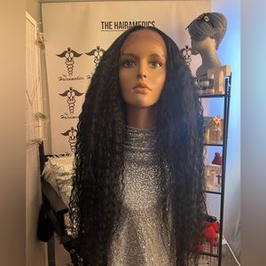 Transparent lace 28 inch kinky human blend